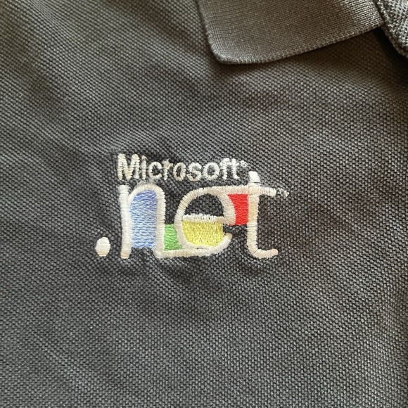 RARE Vintage Microsoft .Net TV Polo Shirt Embroidered Black Cotton 90's Faded - Picture 2 of 7